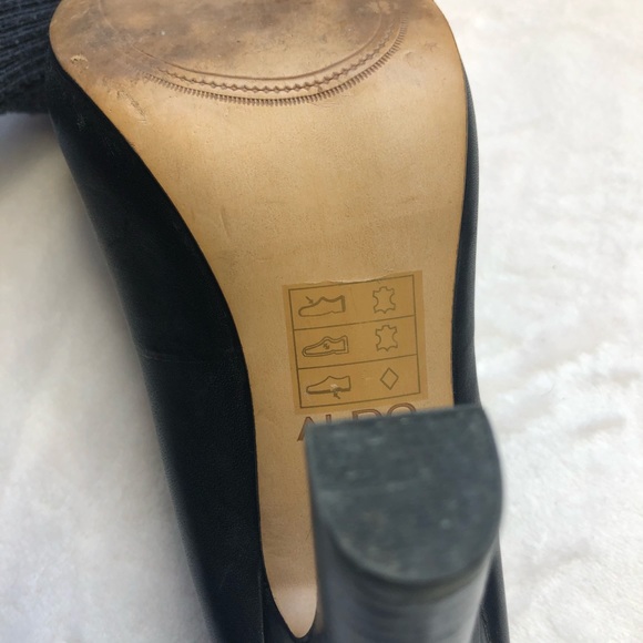 Aldo shoes pump black leather thick heel 7.5 - Picture 3 of 7
